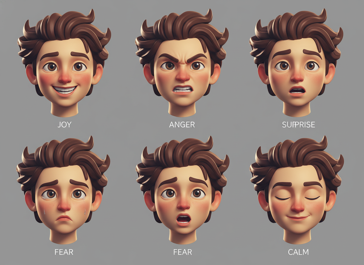 Hoja de expresiones de un personaje