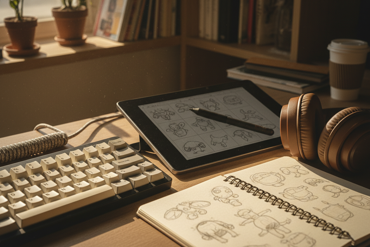 Herramientas de trabajo sobre la mesa